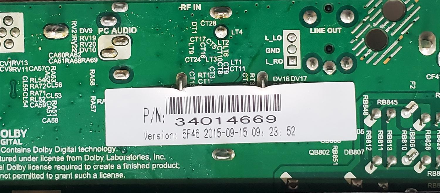 MAIN FUENTE PARA TV WESTINGHOUSE ORIGINAL / NÚMERO DE PARTE 34014669 / TP.MS3393.PC821 / B1509313-0A09523 / DISPLAY ST5461B05-2 VER.2.1 / MODELO DWM55F1G1	 - Imagen 4